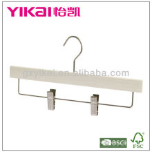 White Washed Ash Wooden Skirt Hanger with Metal Clips